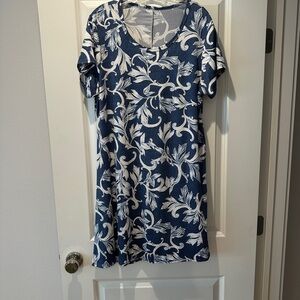 Blue and White Floral Dress